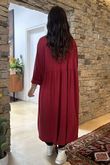 Made in Italy Donegal Cotton Jersey Smock Dress Burgundy